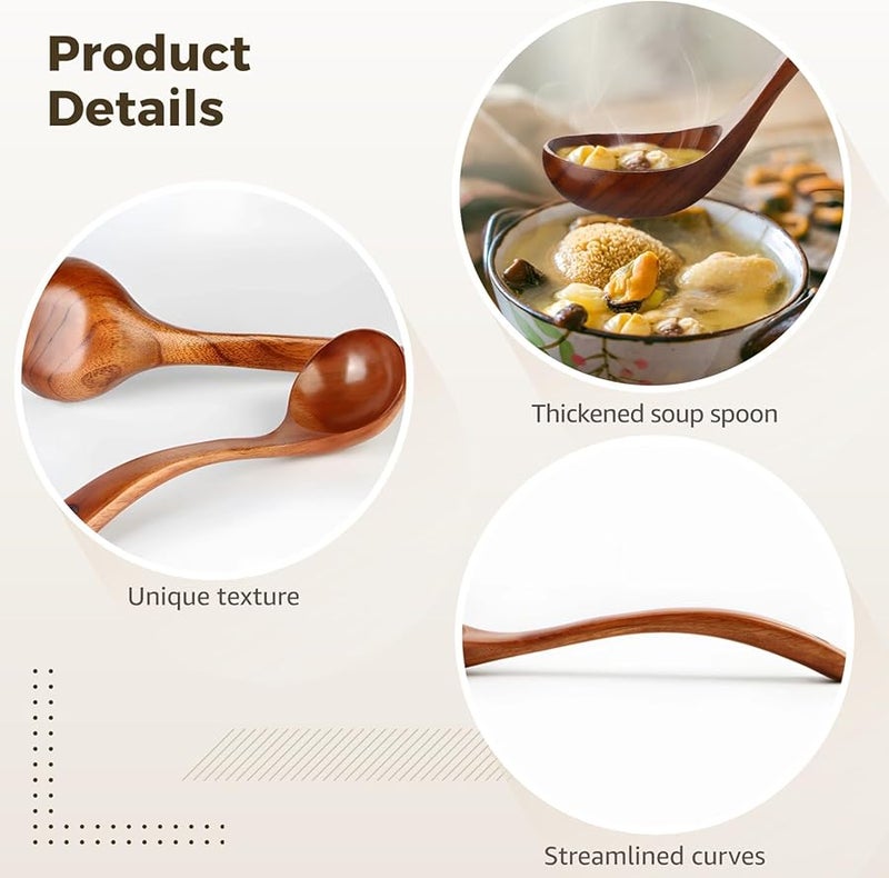 Wooden Kitchen Spoons Set Of 3 Non Stick Cooking And Serving Utensils - Image 4